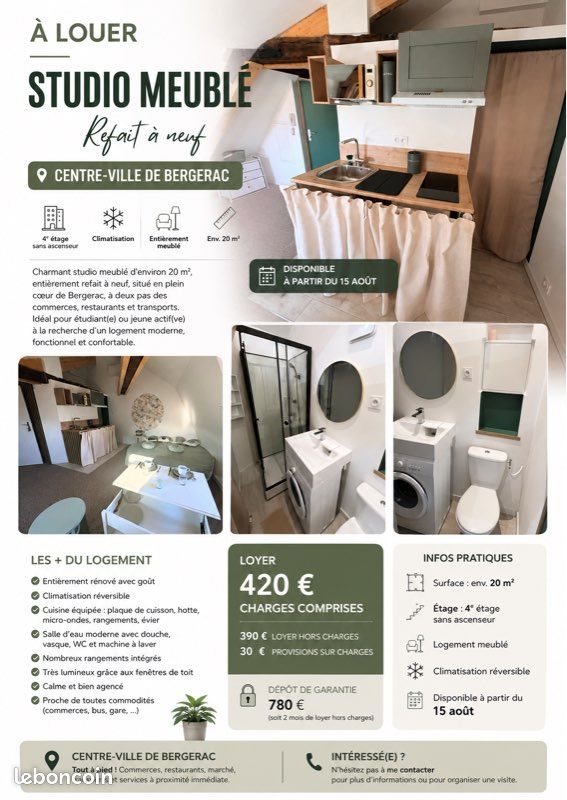 Appartement à louer, 20m², Bergerac