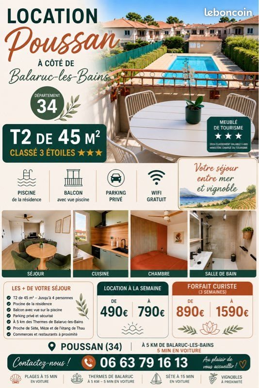 Appartement à louer, 45m², Poussan