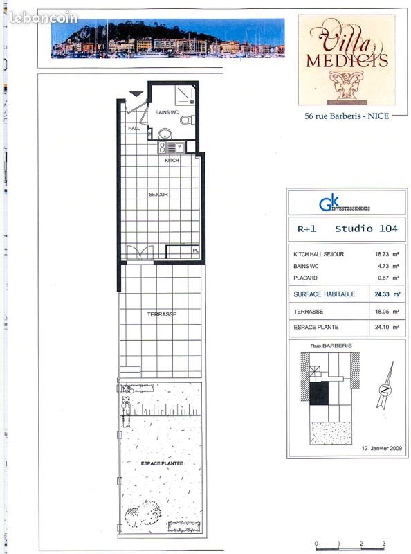 Appartement à louer, 24m², Nice