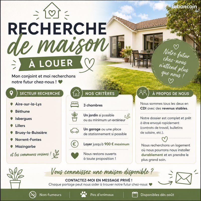 Maison à louer, 80m², Béthune