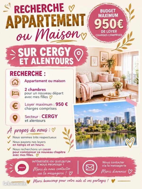 Appartement à louer, 50m², Cergy