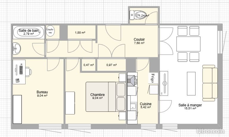 Appartement à louer, 54m², Lapalud