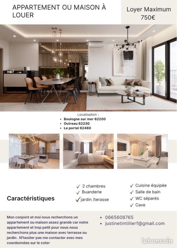 Maison à louer, 52m², Boulogne-sur-Mer