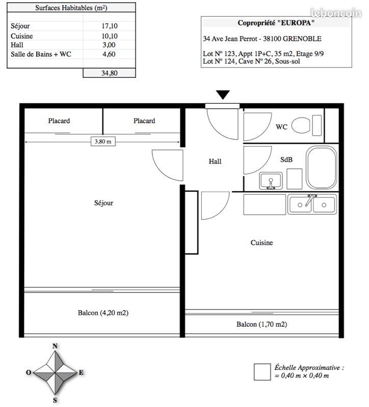 Appartement à louer, 35m², Grenoble