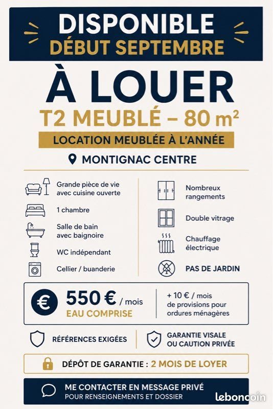 Appartement à louer, 80m², Montignac-Lascaux