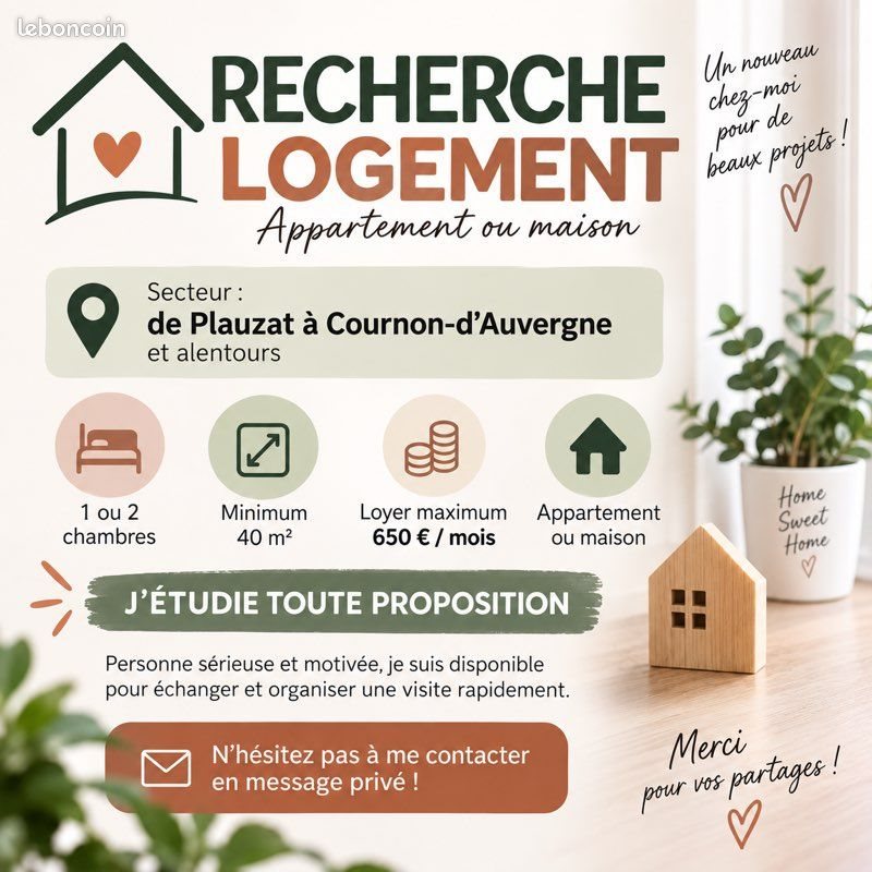 Appartement à louer, 50m², Plauzat