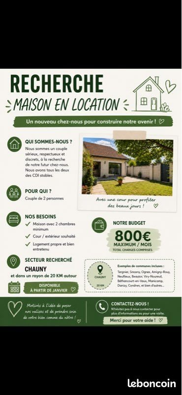 Maison à louer, 70m², Chauny