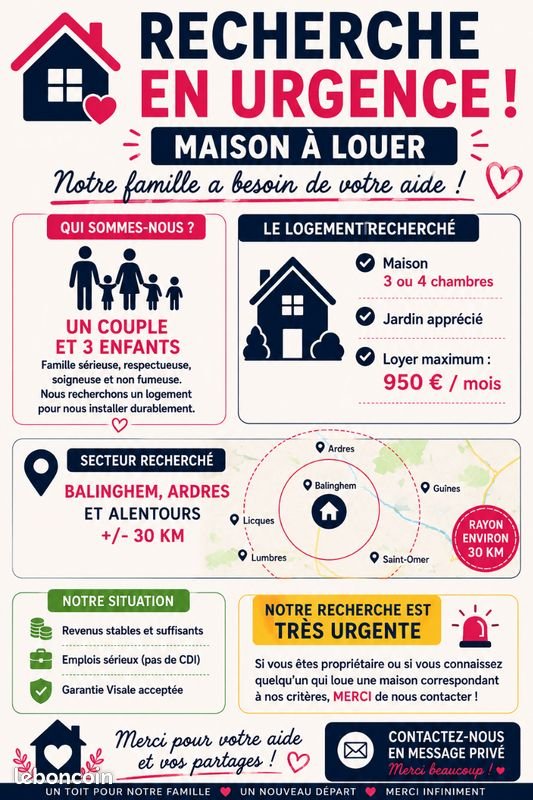 Maison à louer, 90m², Balinghem