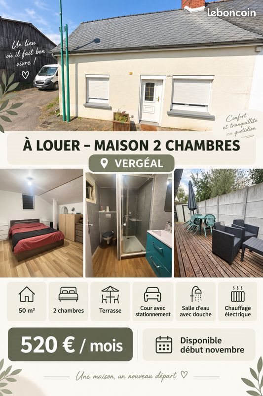 Maison à louer, 52m², Vergéal