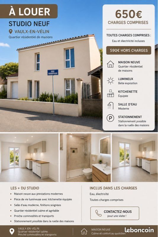 Appartement à louer, 22m², Vaulx-en-Velin