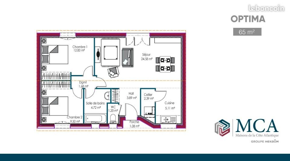 Maison à vendre, 65m², Béguey