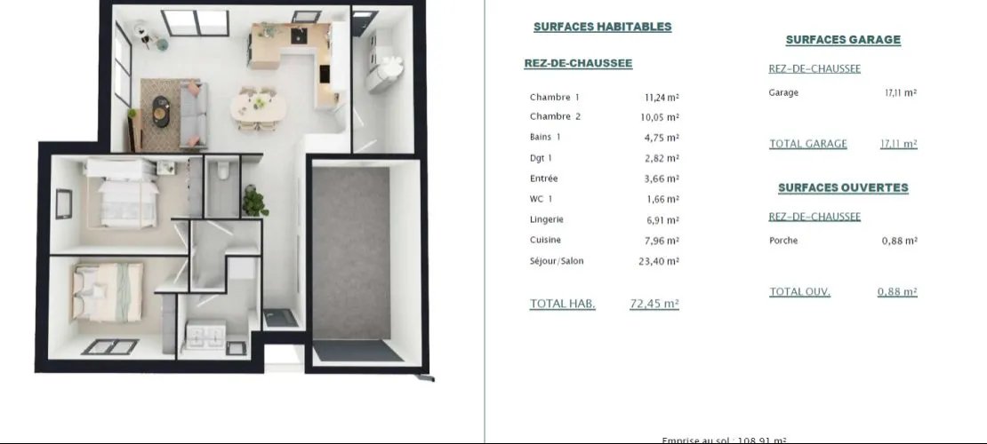 Maison à vendre, 72m², Beauvoir-sur-Mer