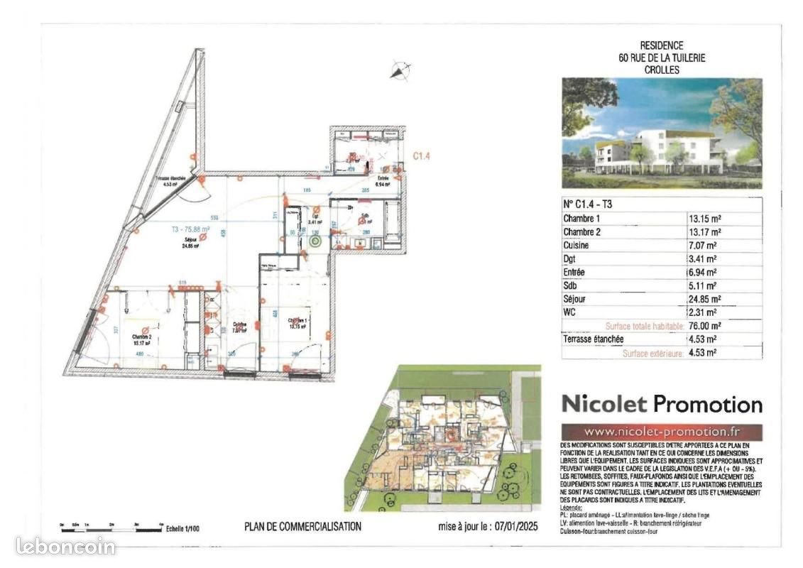 Appartement à louer, 76m², Crolles