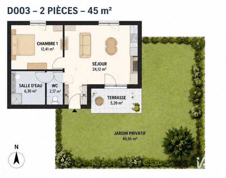 Appartement à vendre, 45m², Saint-Aubin-sur-Mer