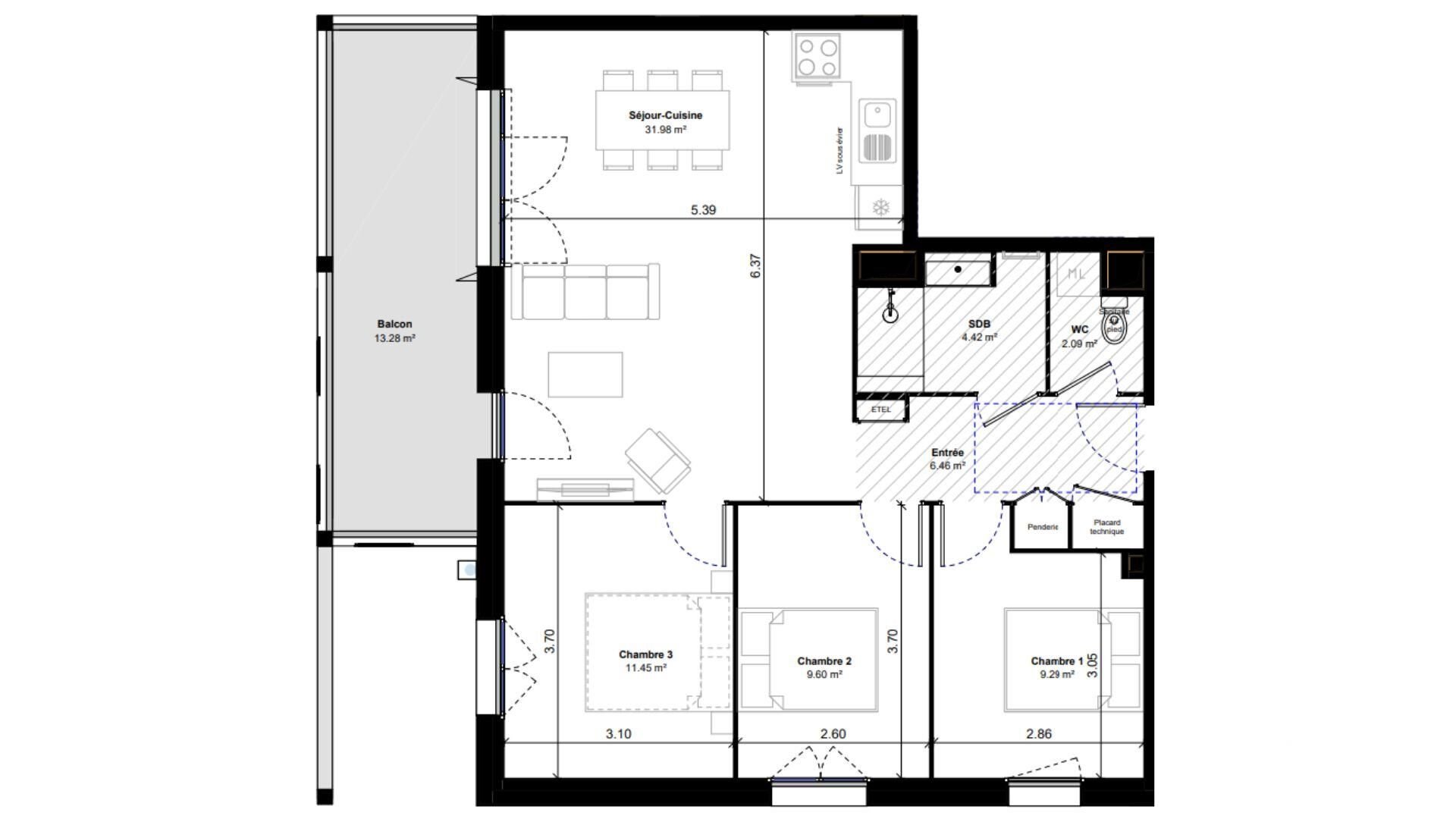 Appartement à vendre, 75m², Tullins