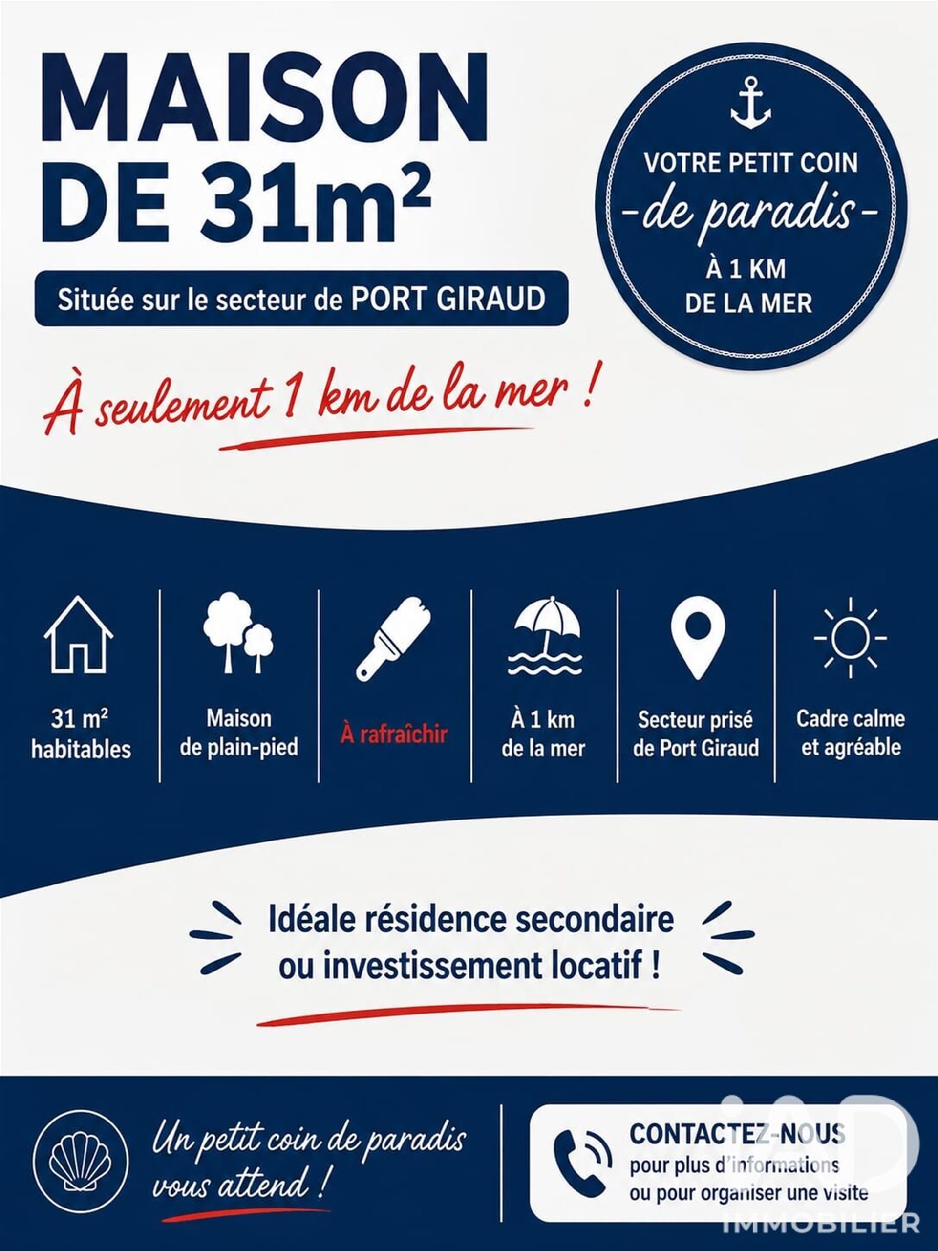 Maison à vendre, 31m², La Plaine-sur-Mer