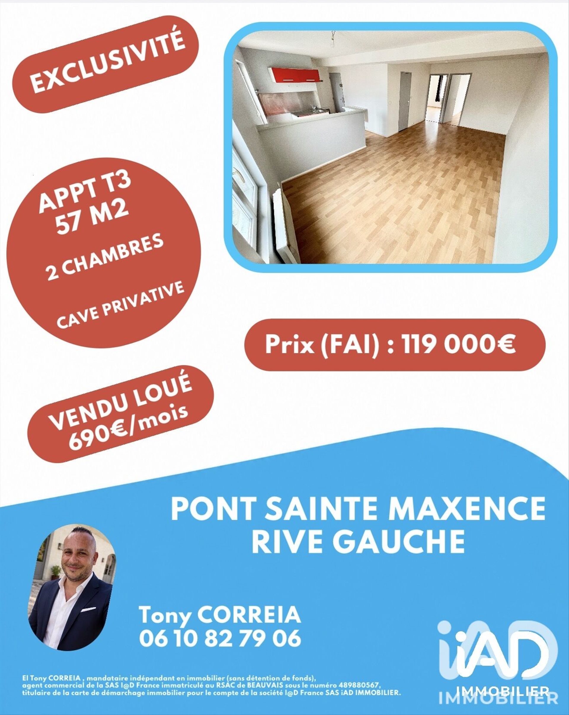 Appartement à vendre, 57m², Pont-Sainte-Maxence
