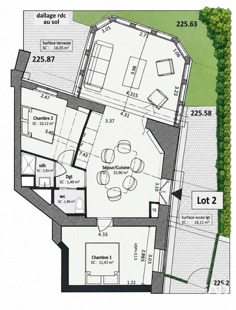 Appartement à vendre, 62m², Oullins