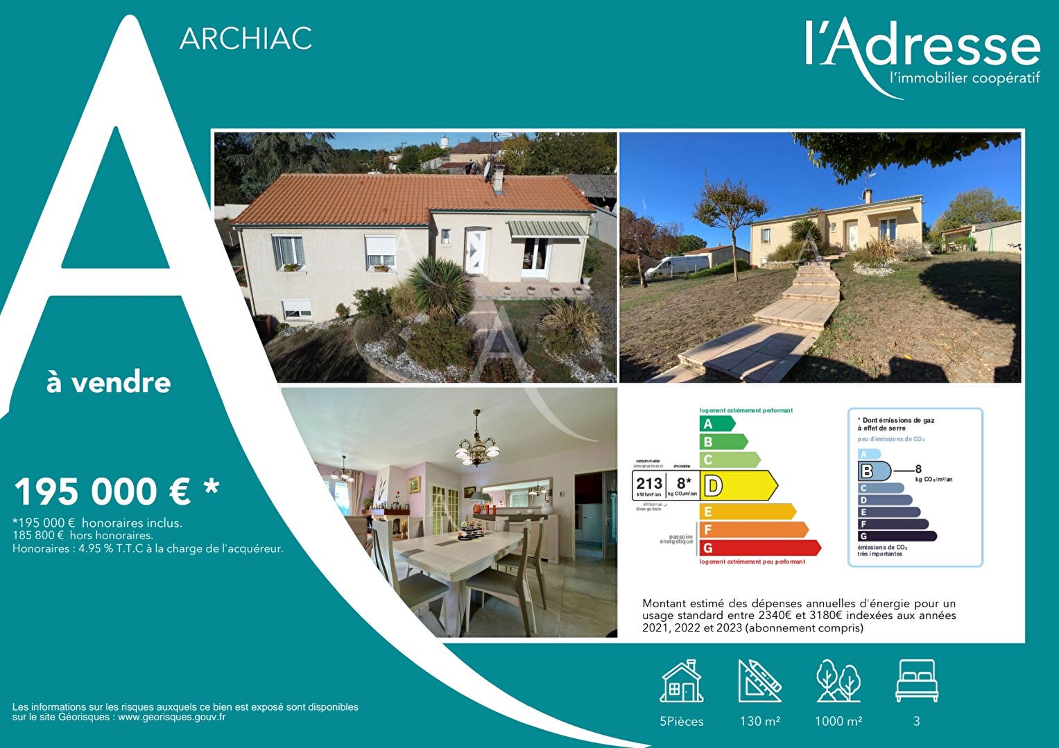 Maison à vendre, 130m², Archiac