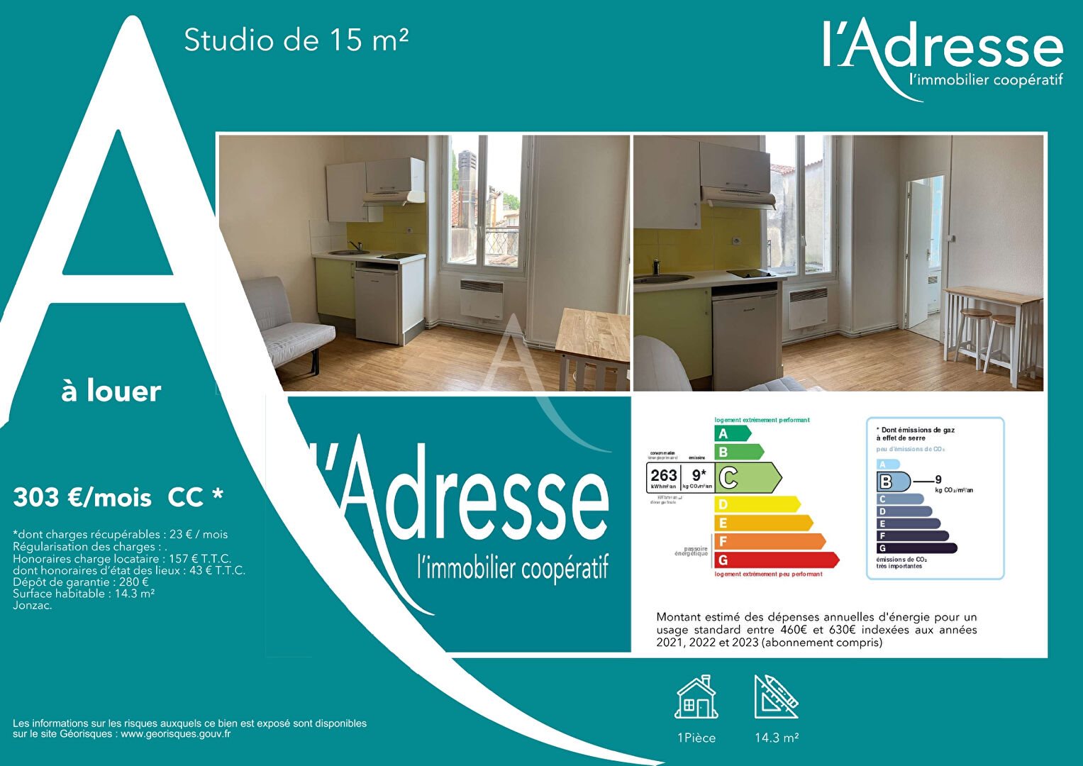 Appartement à louer, 14m², Jonzac