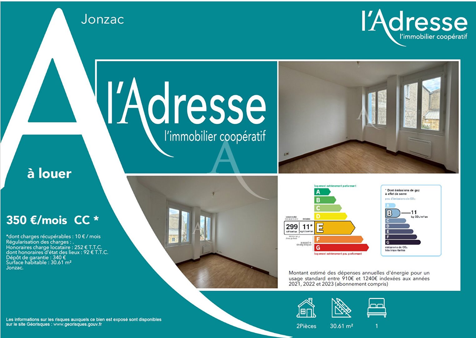Appartement à louer, 31m², Jonzac