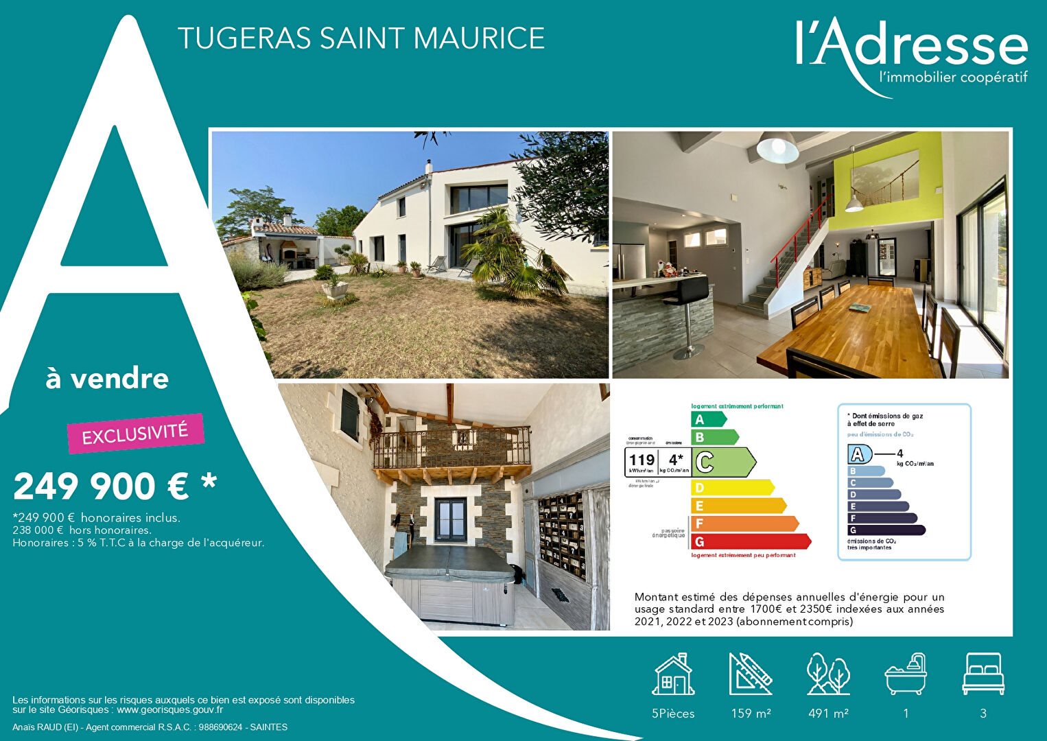Maison à vendre, 159m², Tugéras-Saint-Maurice