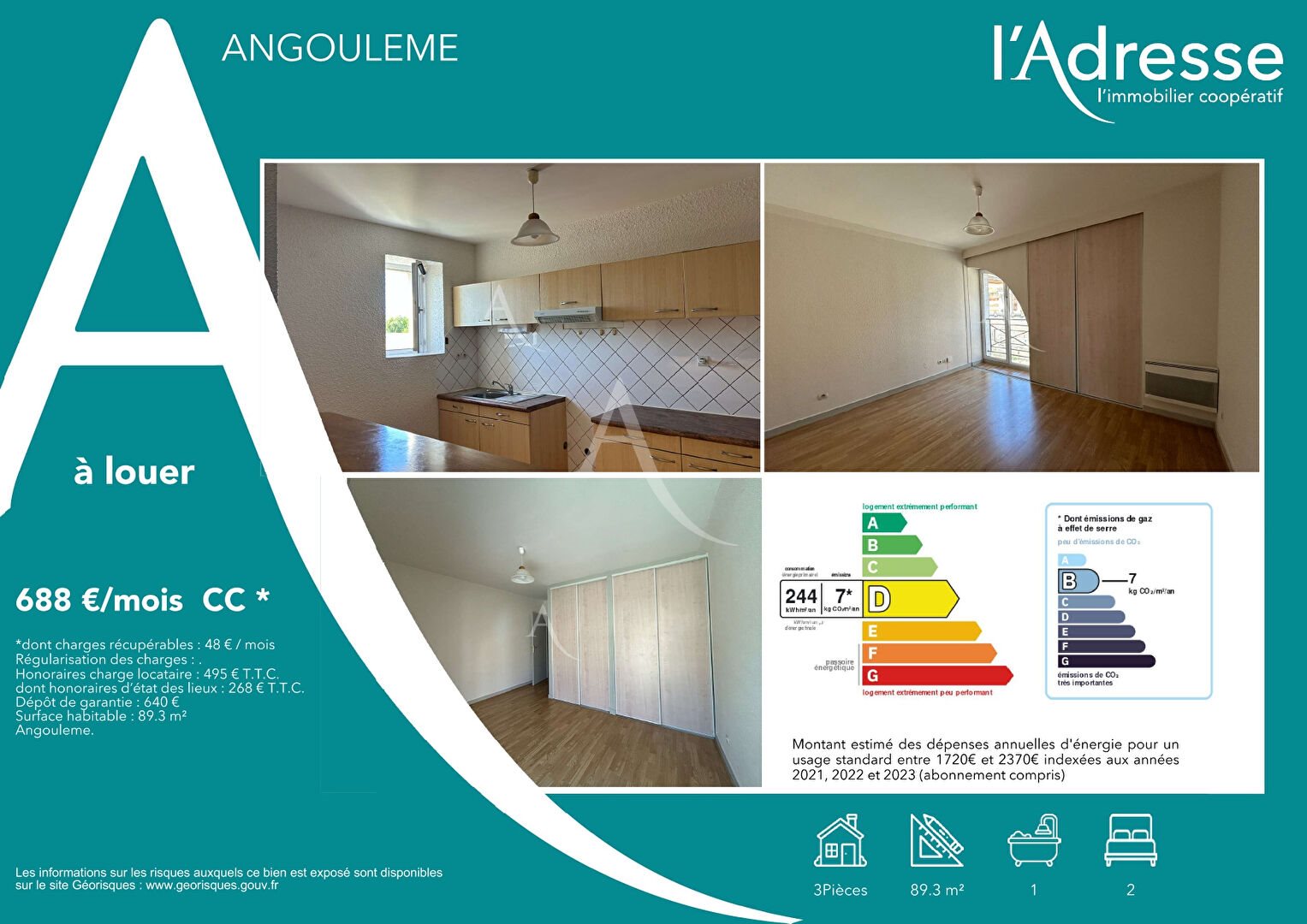 Appartement à louer, 89m², Angoulême