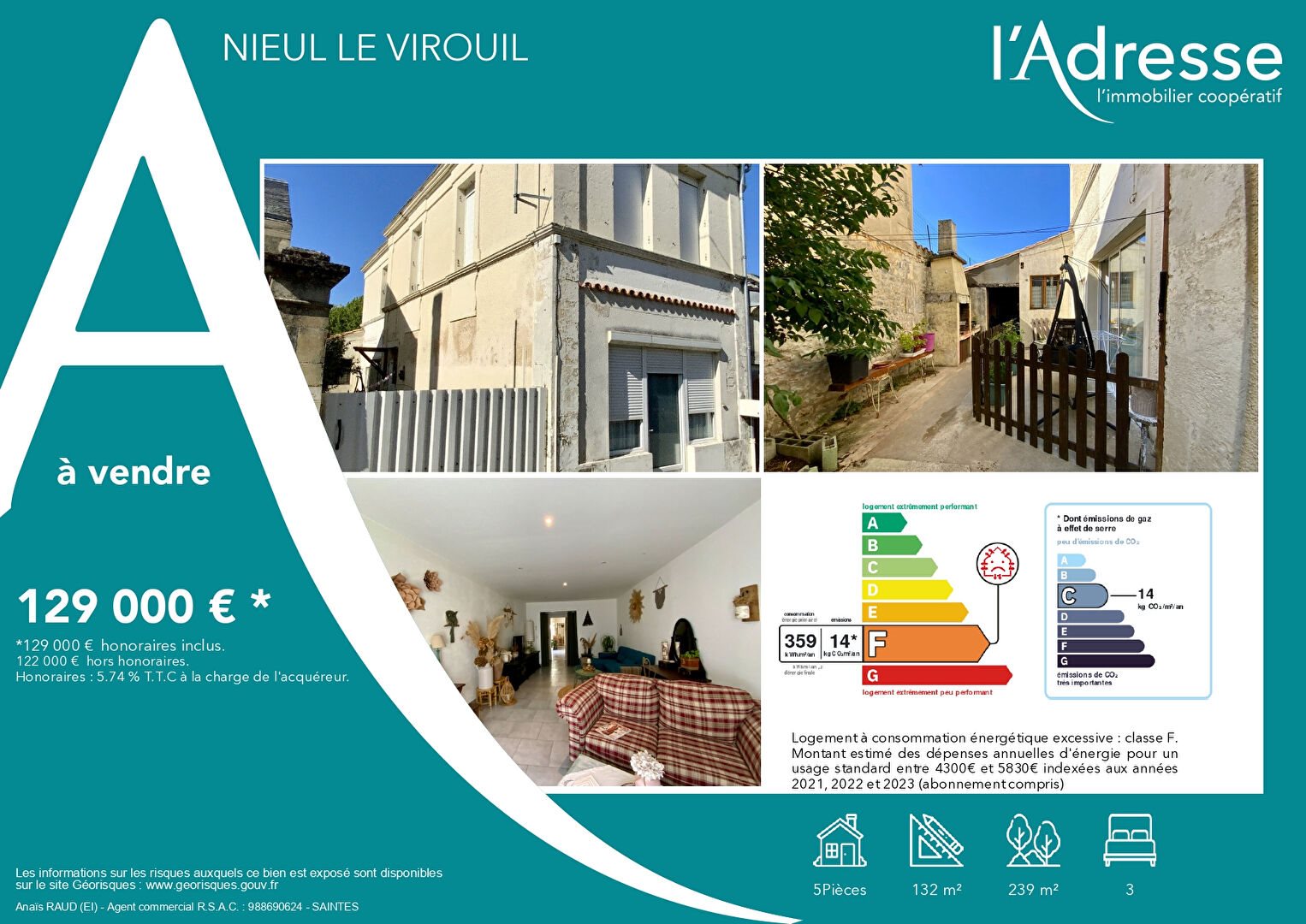 Maison à vendre, 132m², Nieul-le-Virouil