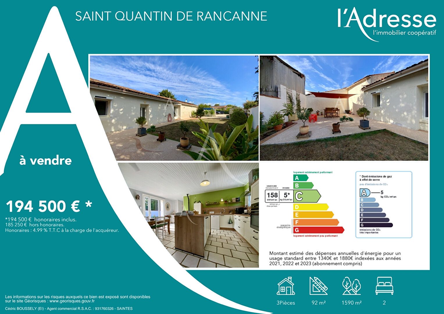 Maison à vendre, 92m², Saint-Quantin-de-Rançanne