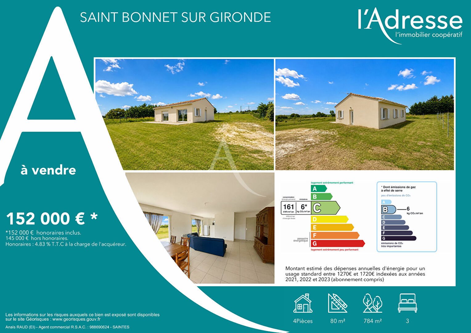 Maison à vendre, 80m², Saint-Bonnet-sur-Gironde