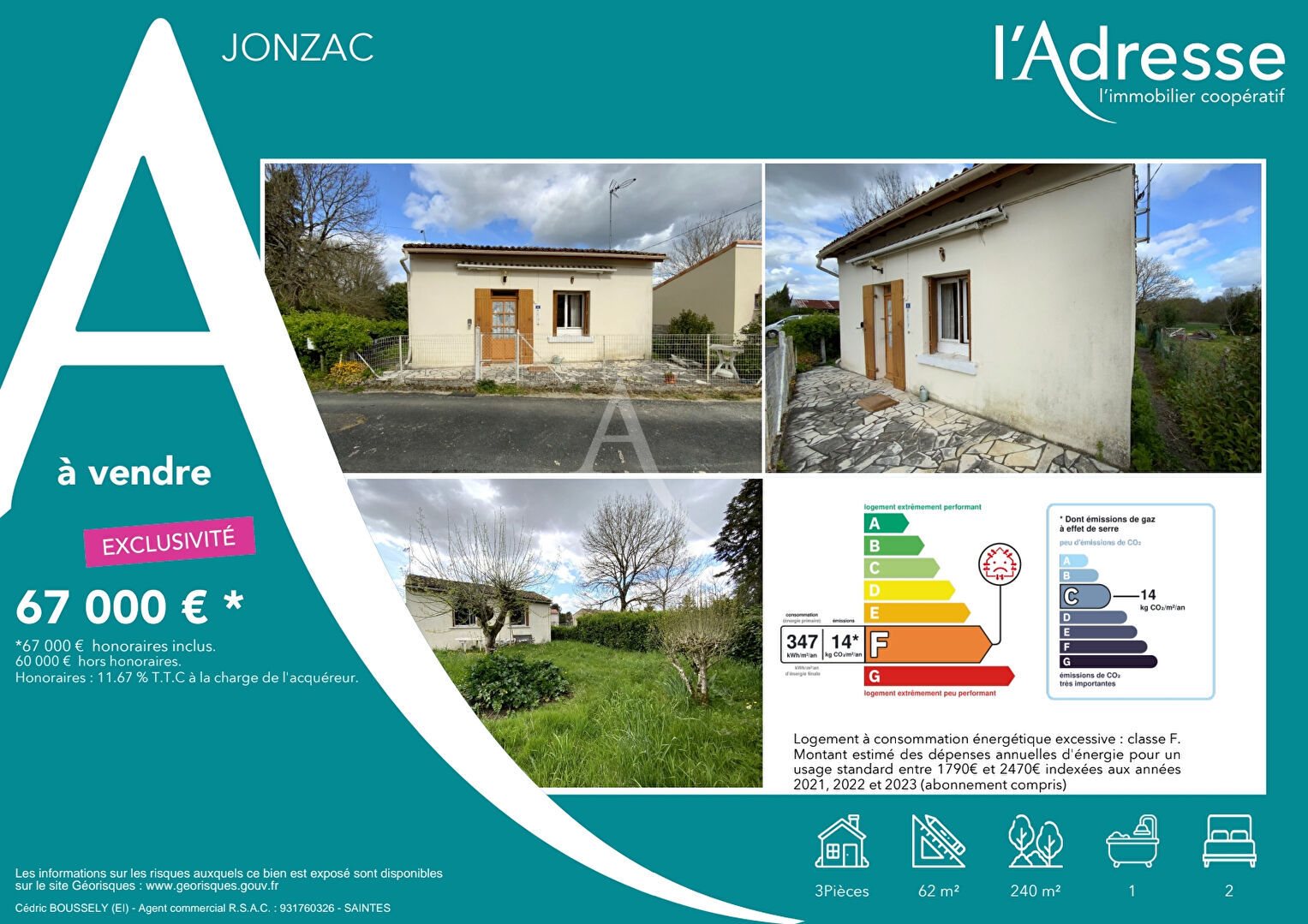 Maison à vendre, 62m², Jonzac