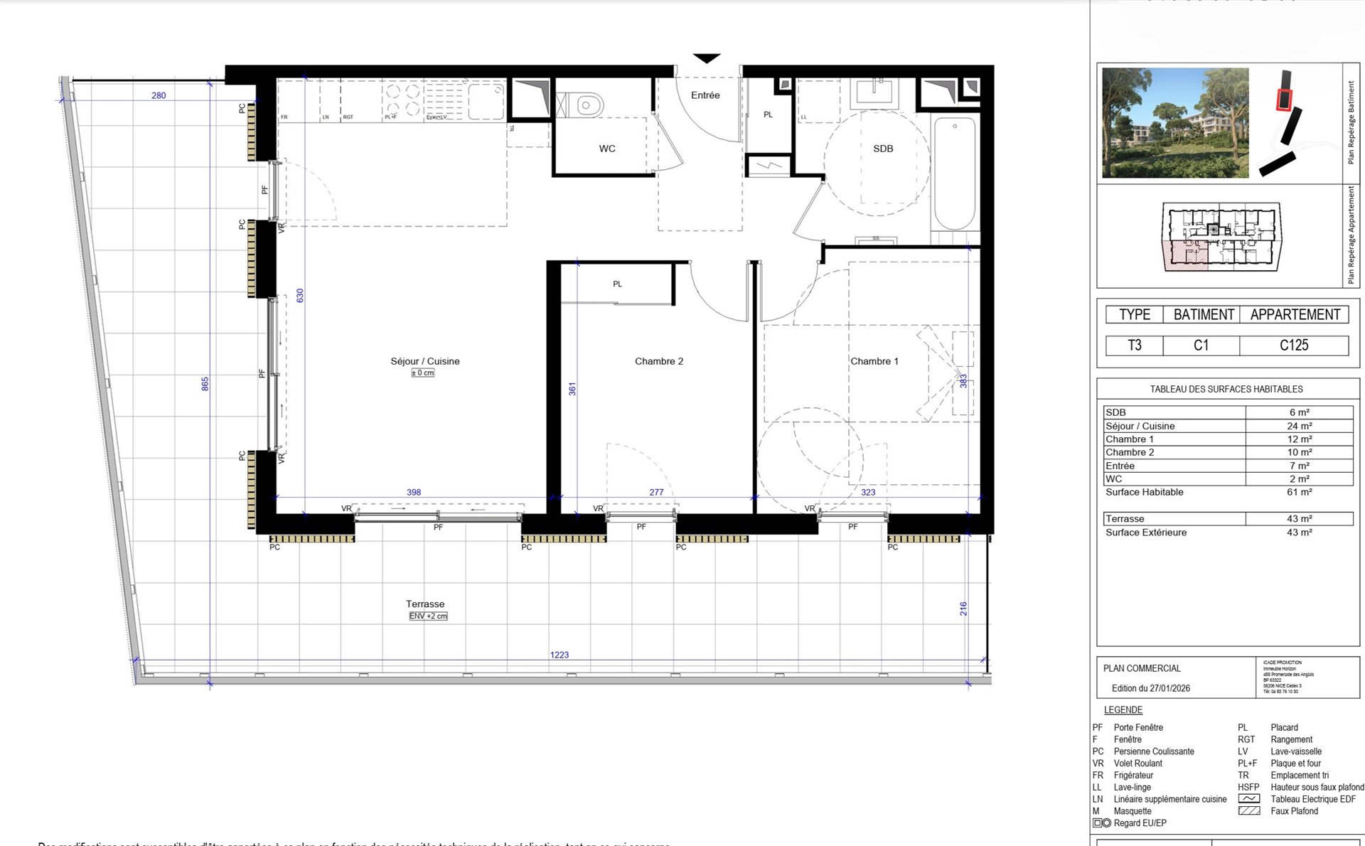 Appartement à vendre, 61m², Valbonne