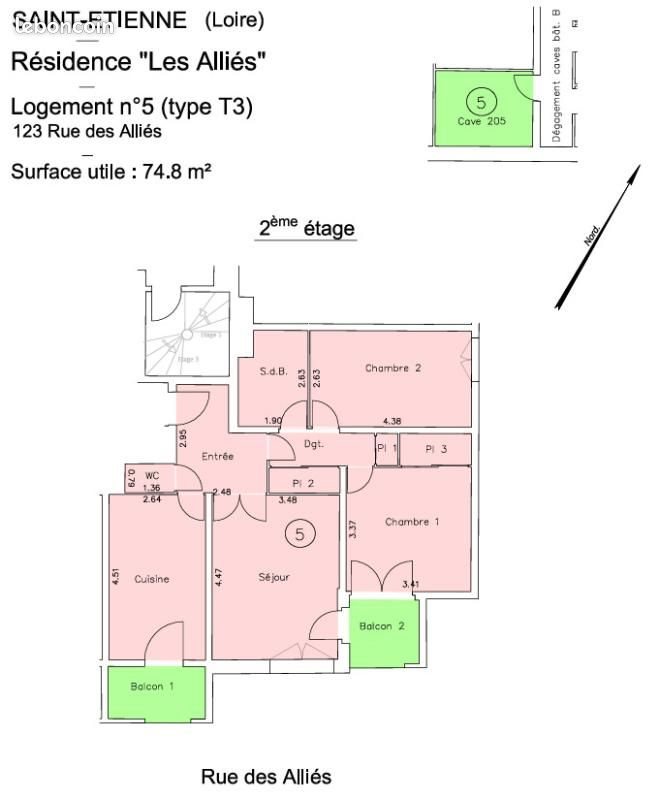 Appartement à louer, 68m², Saint-Etienne