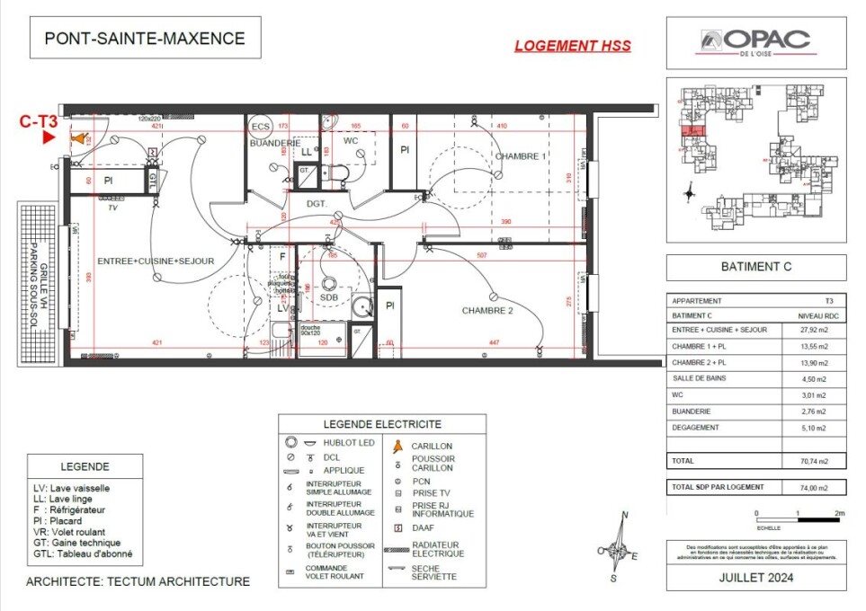 Appartement à louer, 70m², Pont-Sainte-Maxence