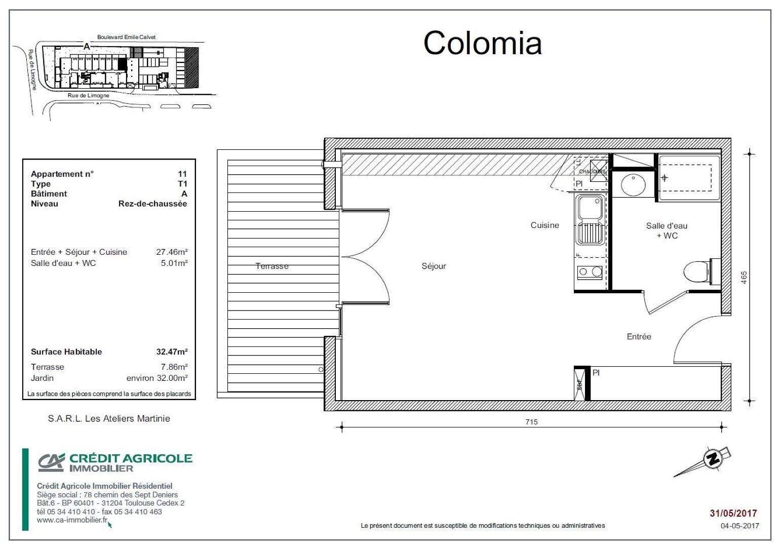 Appartement à louer, 32m², Colomiers