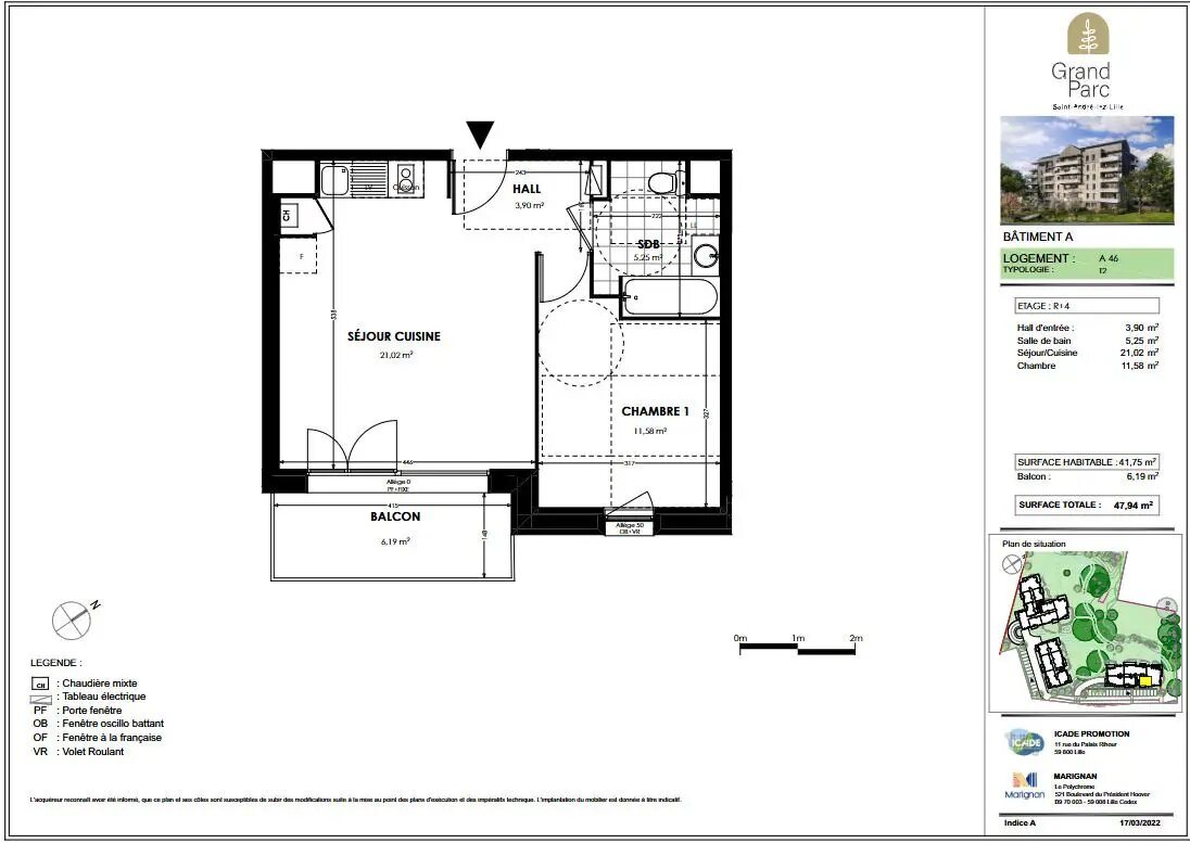Appartement à louer, 41m², Saint-André-lez-Lille