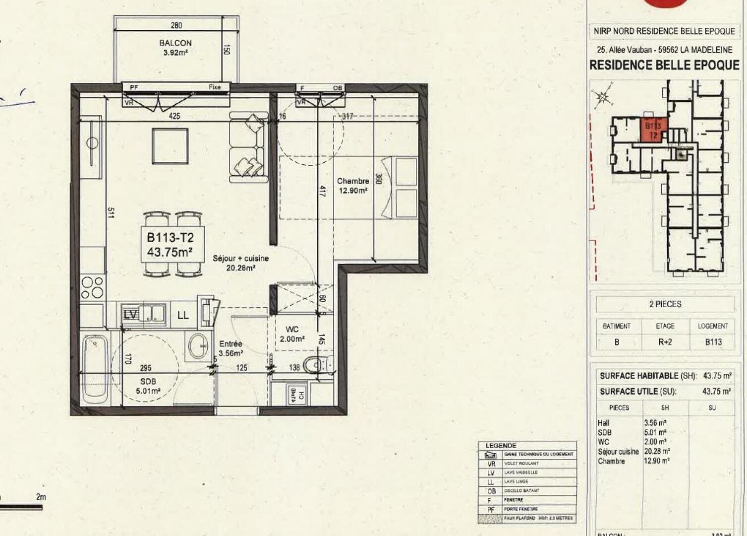 Appartement à louer, 43m², Linselles