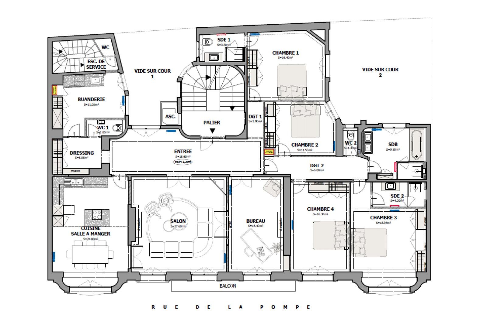 Appartement à louer, 197m², Paris 16ème