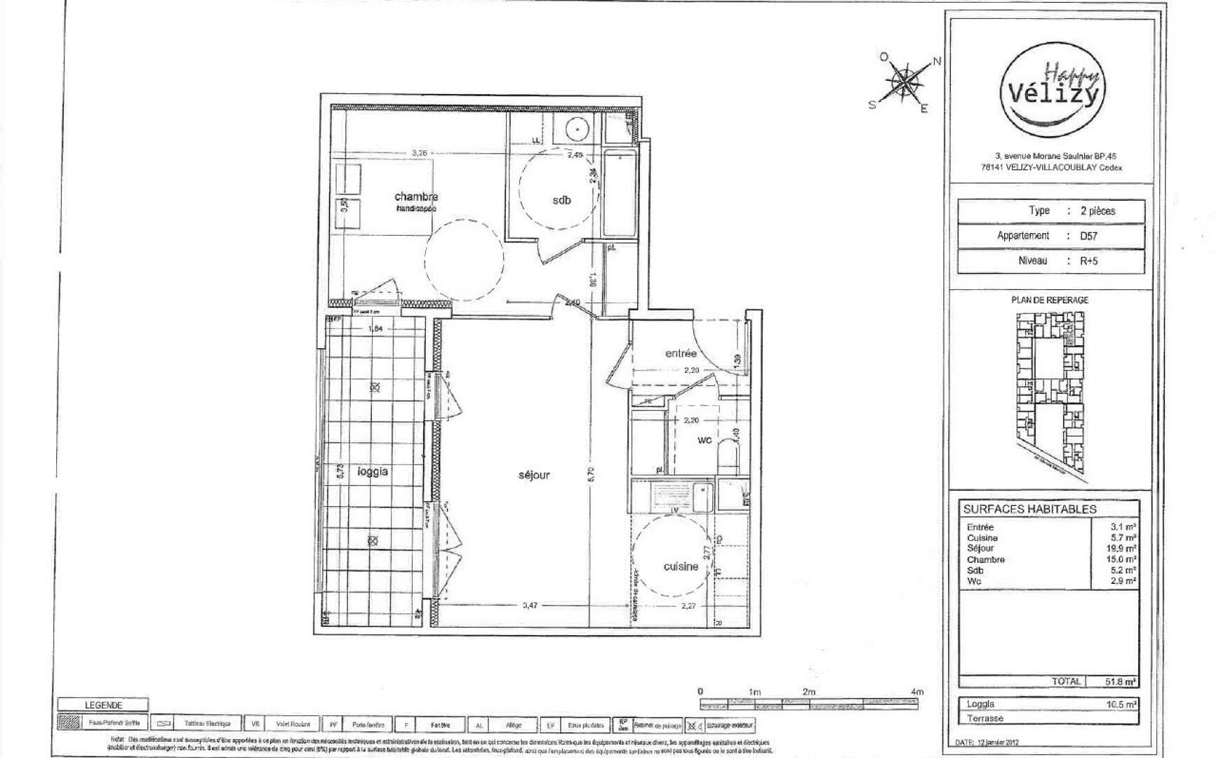 Appartement à louer, 51m², Vélizy-Villacoublay
