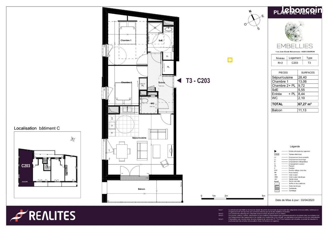 Appartement à louer, 67m², Couëron