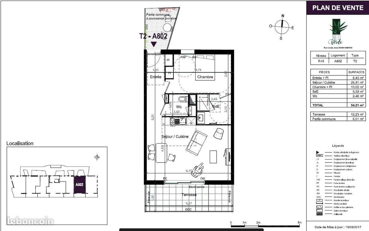 Appartement à louer, 54m², Nantes