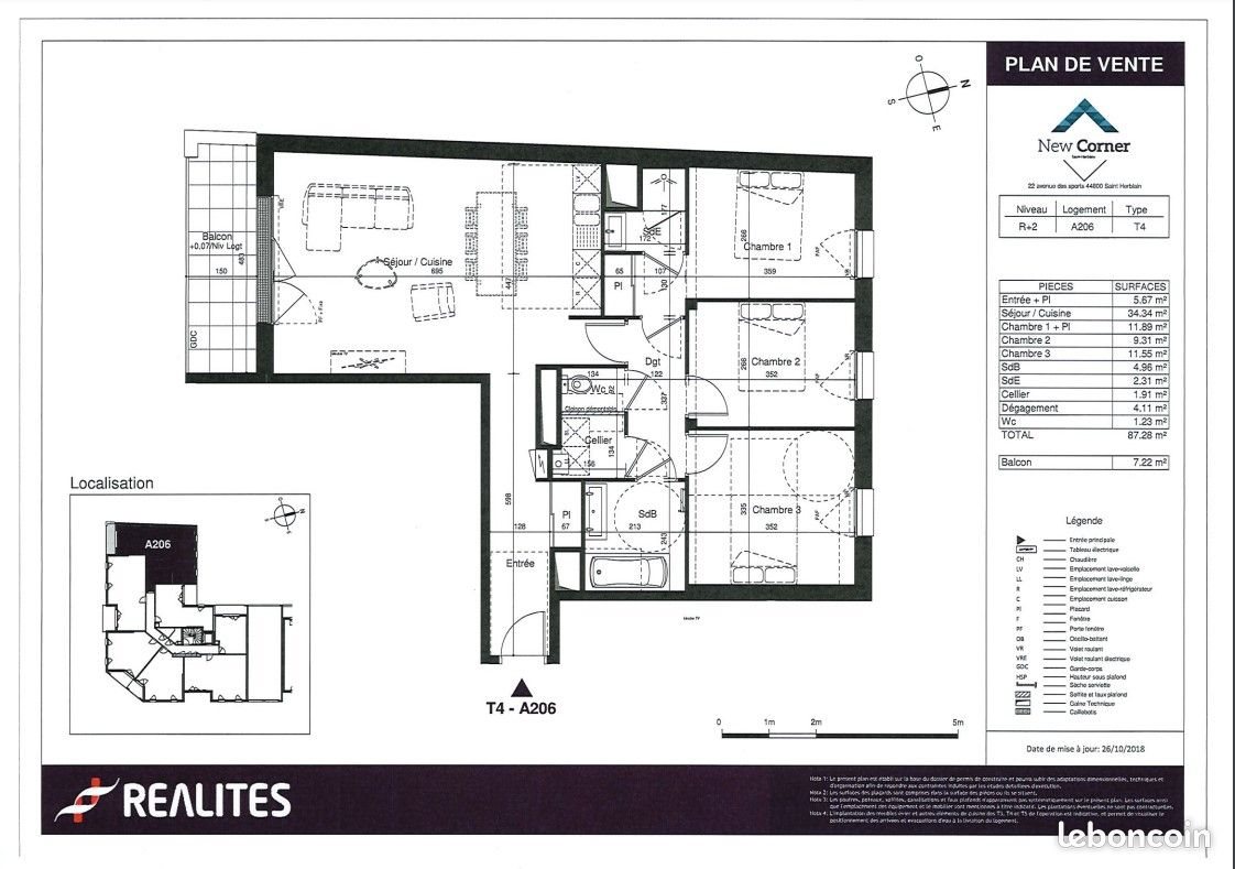 Appartement à louer, 87m², Saint-Herblain