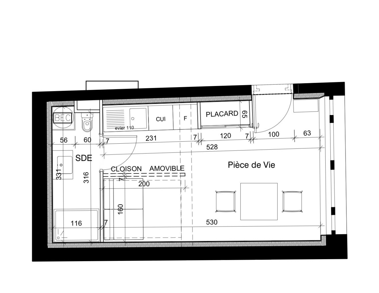 Appartement à vendre, 21m², Deauville