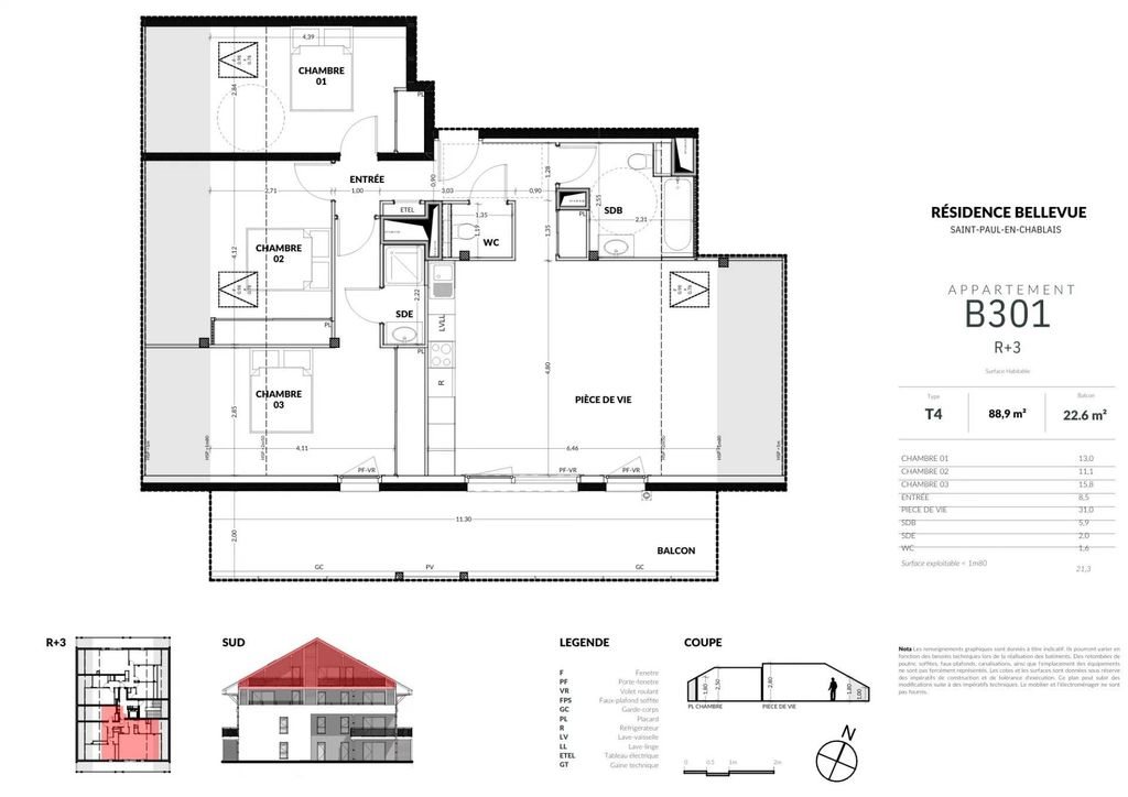 Appartement à vendre, 92m², Saint-Paul-en-Chablais