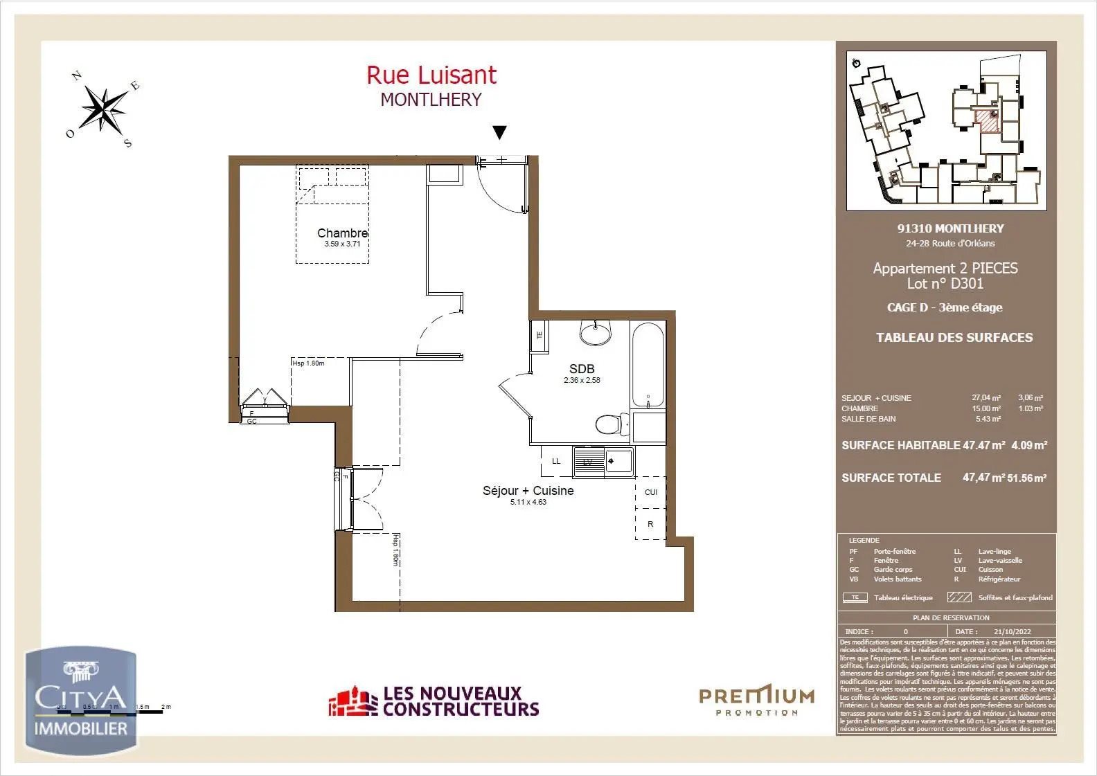 Appartement à louer, 47m², Montlhéry