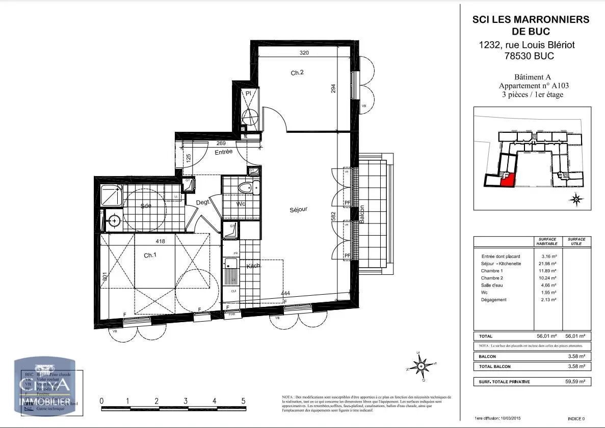 Appartement à louer, 56m², Buc
