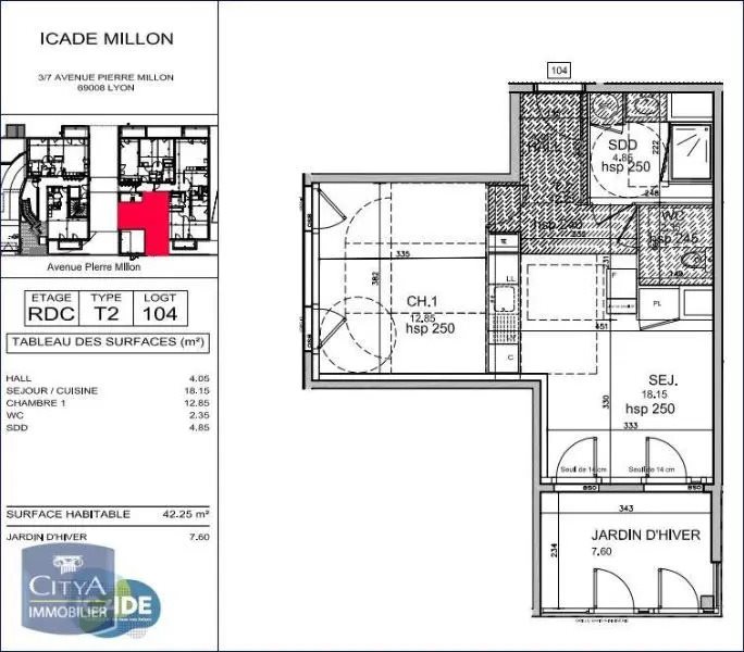 Appartement à louer, 42m², Lyon 8ème