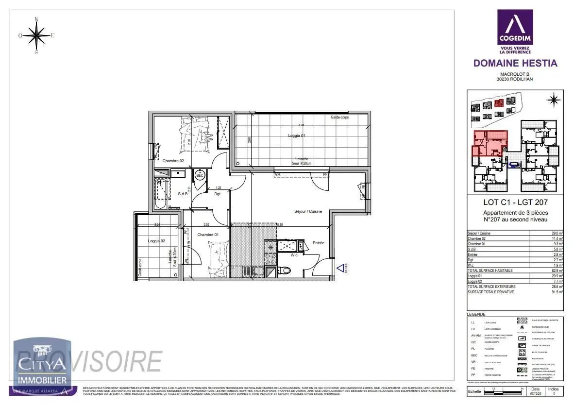 Appartement à louer, 62m², Rodilhan