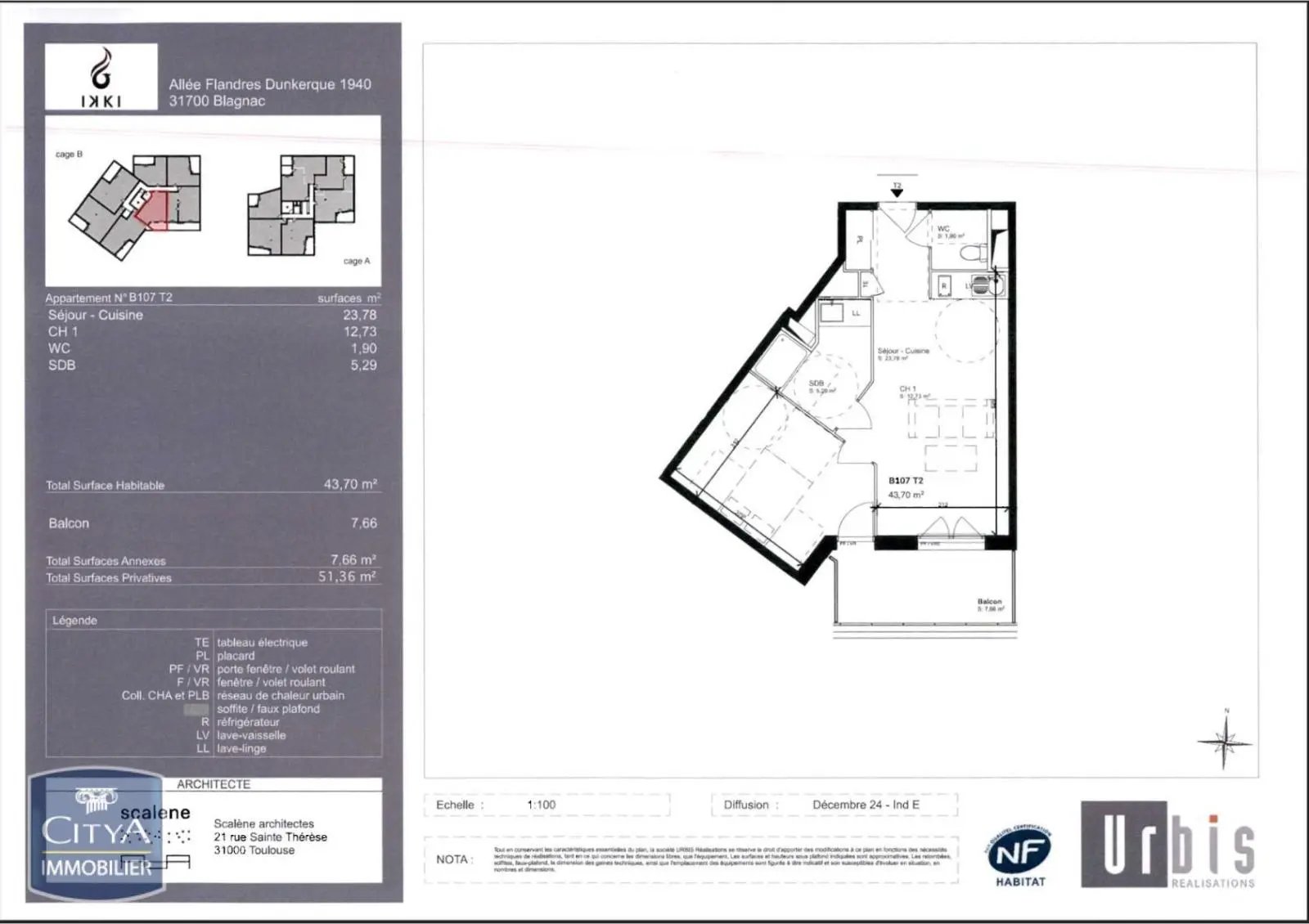 Appartement à louer, 43m², Blagnac