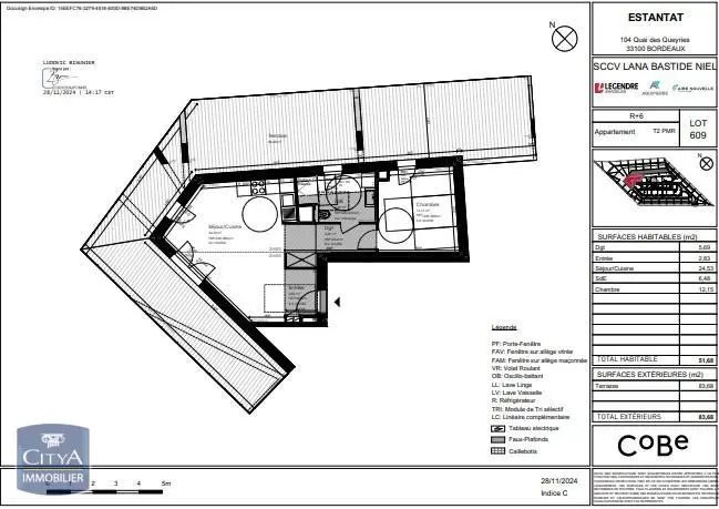 Appartement à louer, 51m², Bordeaux
